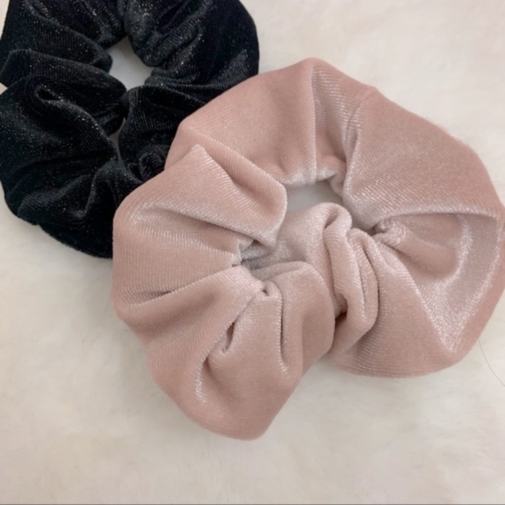 Black and Blush Velvet Scrunchie Bundle - Picture 5 of 5